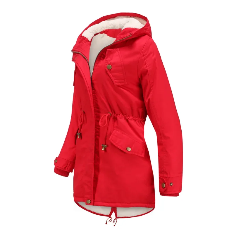 Outwear Pockets Plus Velvet Thick Warm Female Padded Coats - Image 3