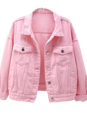 Women’s Plus Size Pink Denim Jacket Spring