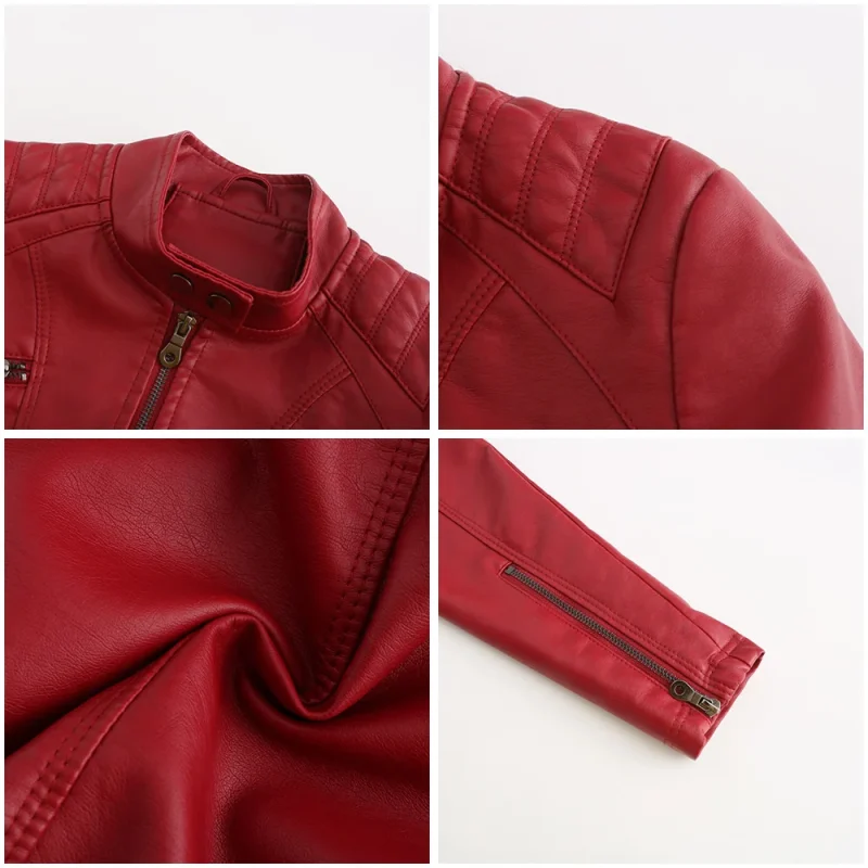 Leather Jacket Fashion Casual Streetwear Coats Office Lady - Image 14