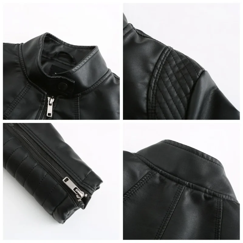 Women Pu Faux Leather Jacket Spring Autumn - Image 12