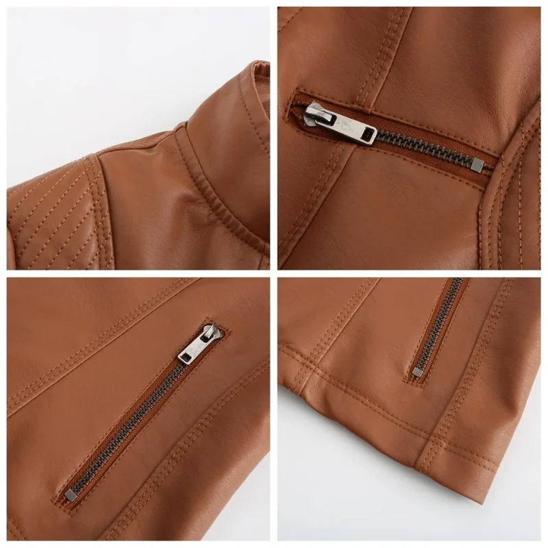 Women Pu Faux Leather Jacket Spring Autumn - Image 13