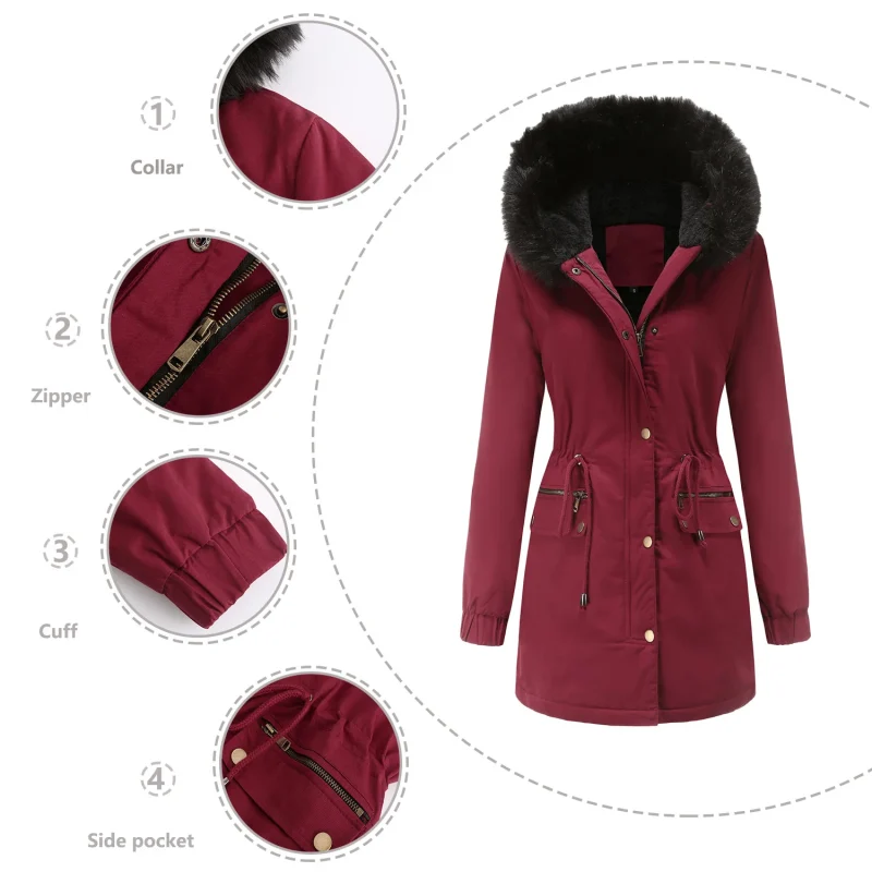 Winter Long Jacket Women's Plus Velvet Thick Warm - Image 8