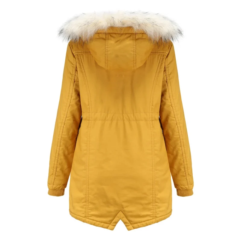 Women's Cotton Coat Winter Clothes Fleece Warm Detachable Hooded Fur Collar - Image 9