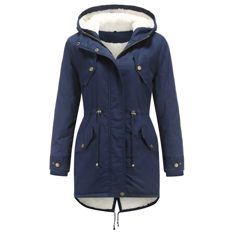 Outwear Pockets Plus Velvet Thick Warm Female Padded Coats - Image 5