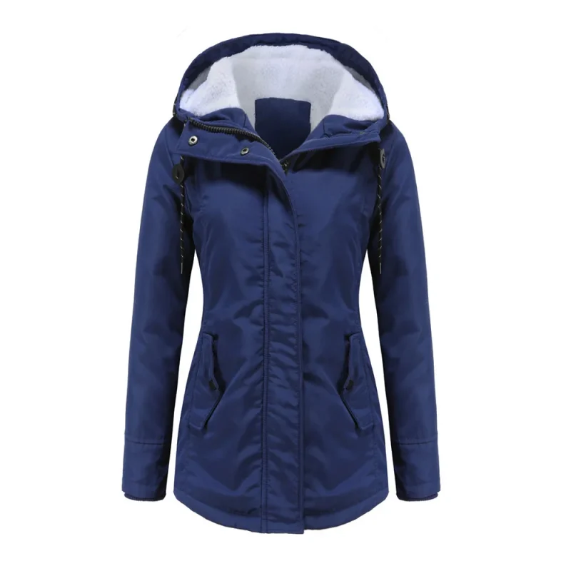 Winter Clothes Thick Warm Padded Coats Women Plus Velvet Hooded Jacket - Image 4