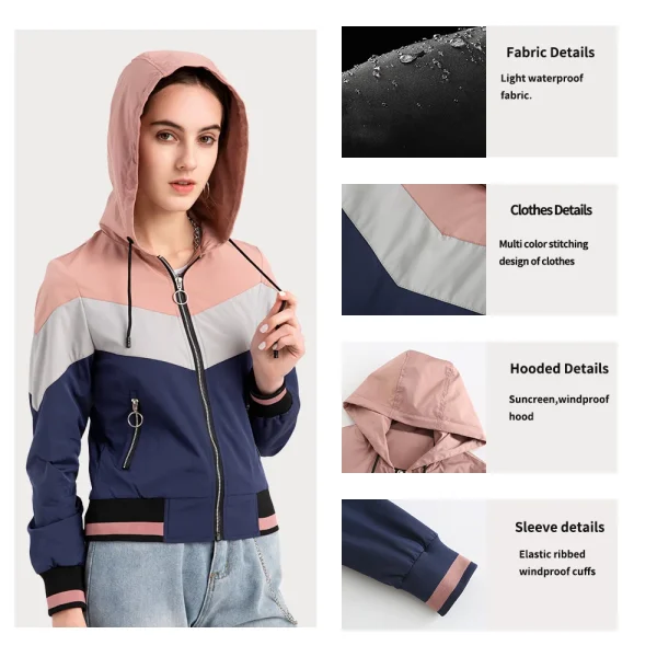 Women's Thin Windbreaker Jacket Spring Autumn Hooded - Image 8