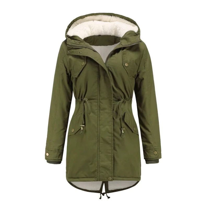 Outwear Pockets Plus Velvet Thick Warm Female Padded Coats - Image 4