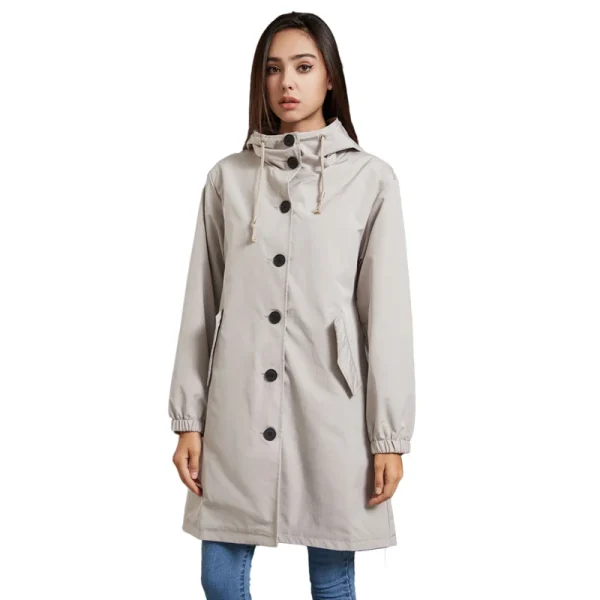 Winter Clothes Solid Color Hooded Waterproof Jacket Women - Image 3