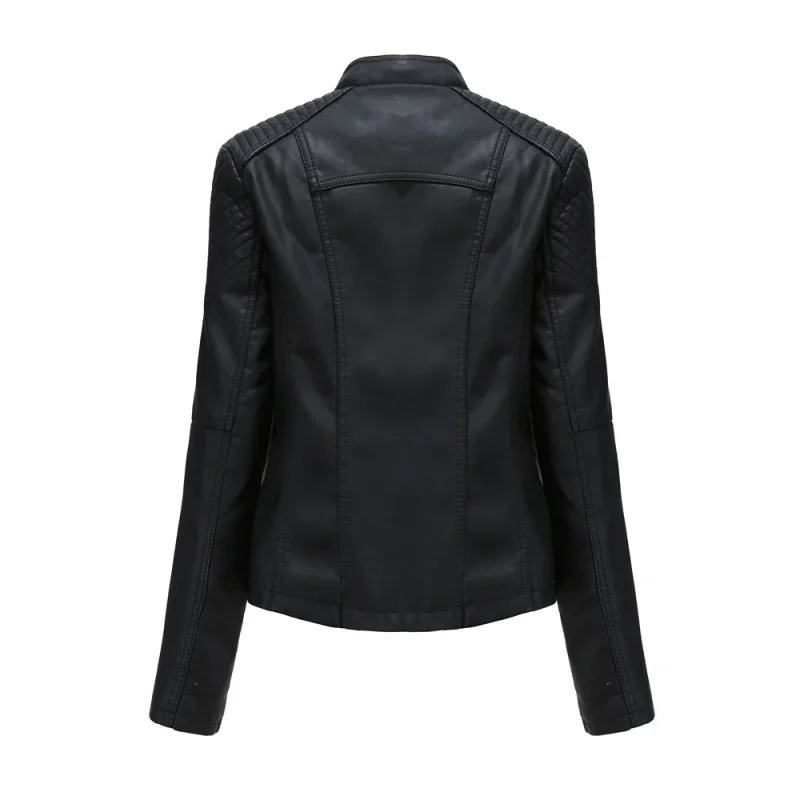 Fashion Moto Biker Short Coats Female Luxury Casual Zipper Outerwears - Image 17