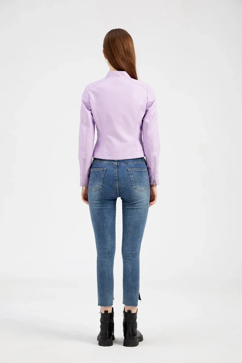 Autumn Clothes Women's Pu Faux Leahter Short Jacket Coat Fashion - Image 4