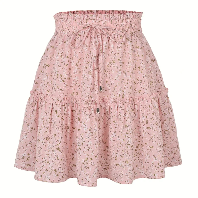 Women's High Waist Floral Print Short Skirt Summer Sexy Ruffles - Image 13