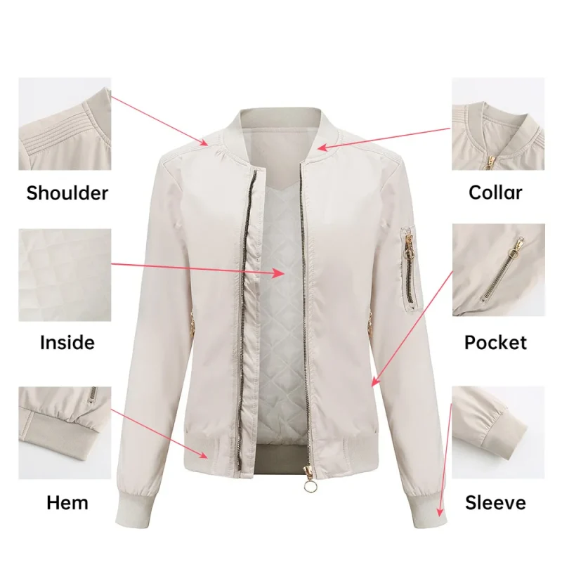 Women's Jackets 2023 Spring Autumn Clothes Casual Baseball Coat - Image 6