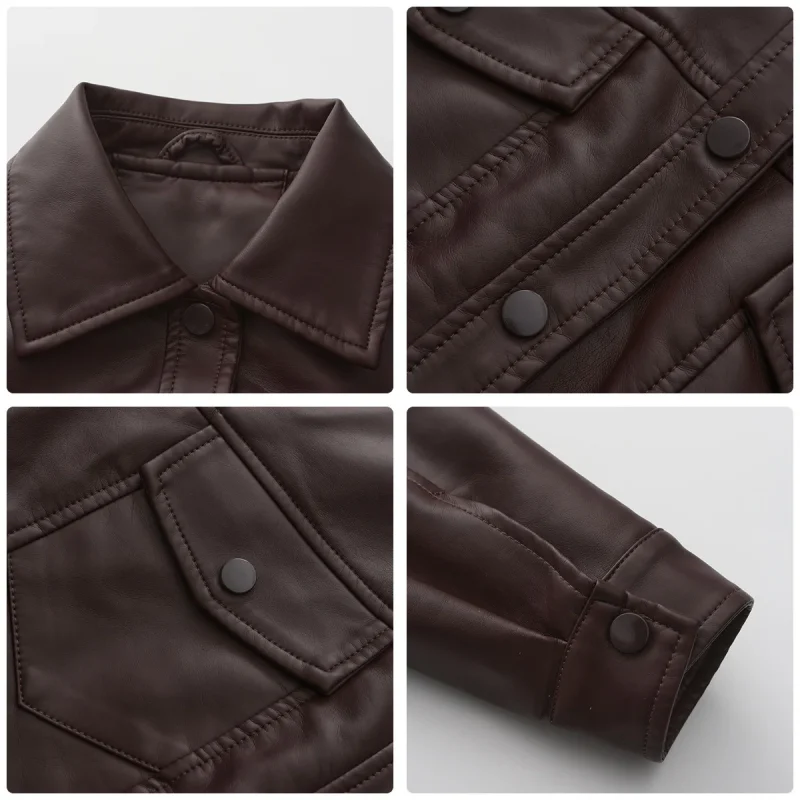 Autumn Short Leather Jacket Coats Women Long Sleeve - Image 12