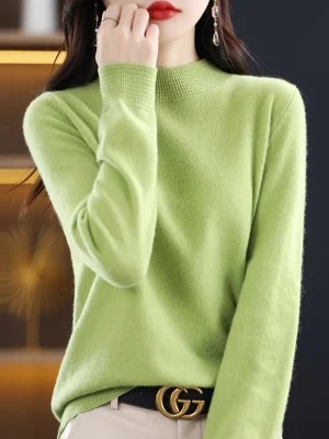 Wool Sweater Women’s Loose Half Turtleneck