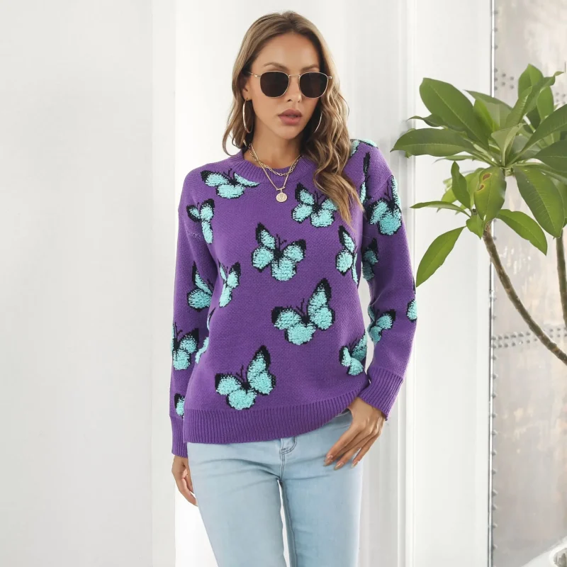 Butterfly Sweater Women's Autumn Winter Long Sleeve - Image 7