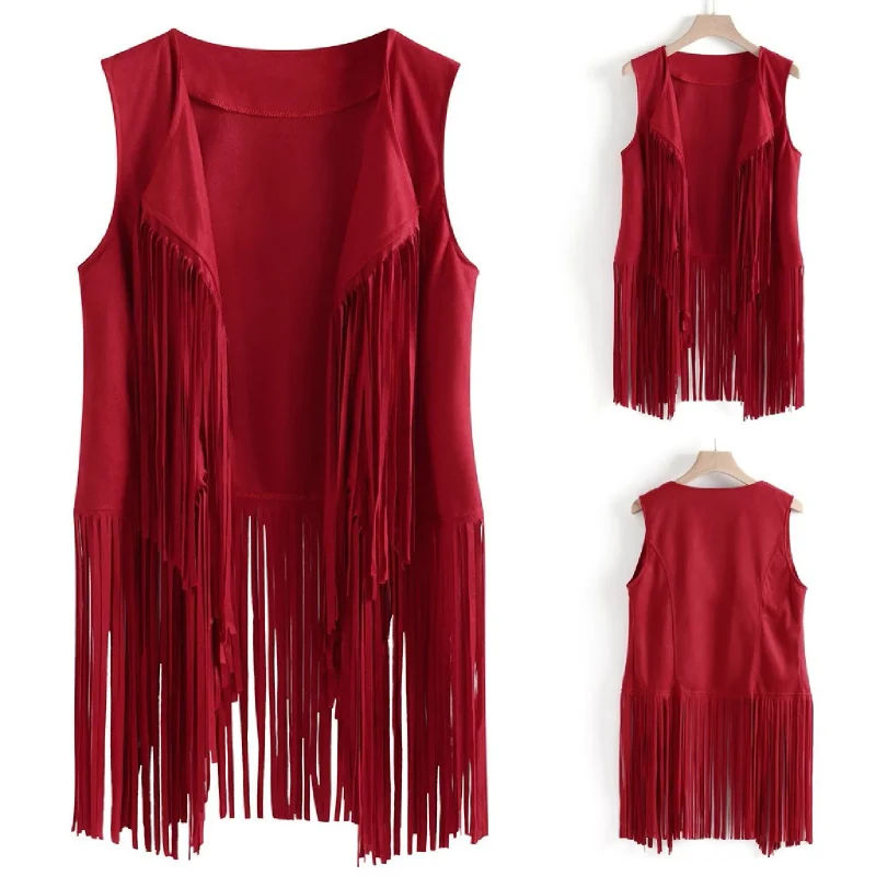 Women Suede Cardigan Waistcoat Outerwear Spring Fashion - Image 12