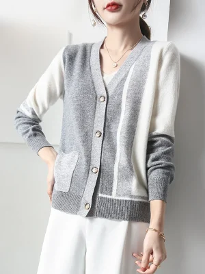 Wool Knit Cardigan Women’s Long Sleeve Jacket