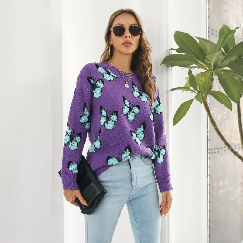Butterfly Sweater Women's Autumn Winter Long Sleeve - Image 16