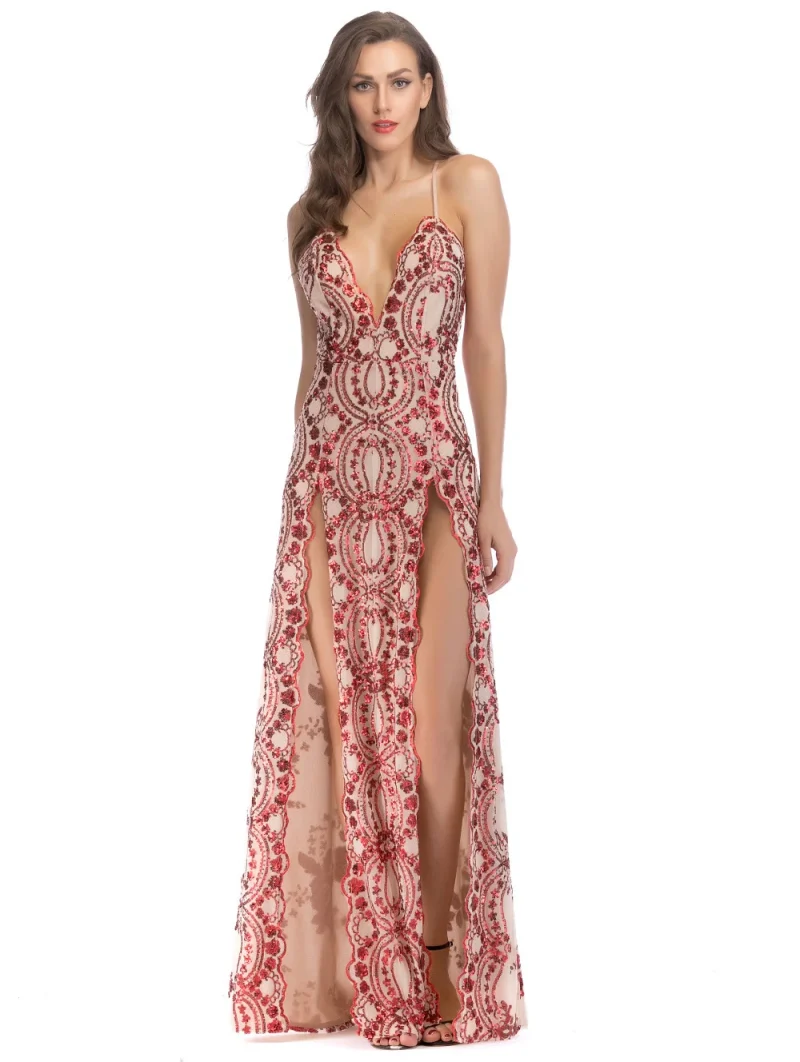Sexy Sequin summer maxi Dress women vintage - Image 23