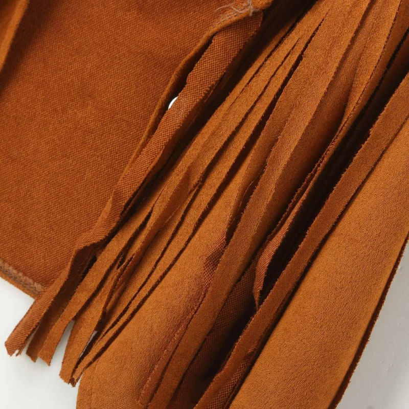 Summer Suede Vest Women's Short Cardigan Waistcoat Fringe Cape - Image 7