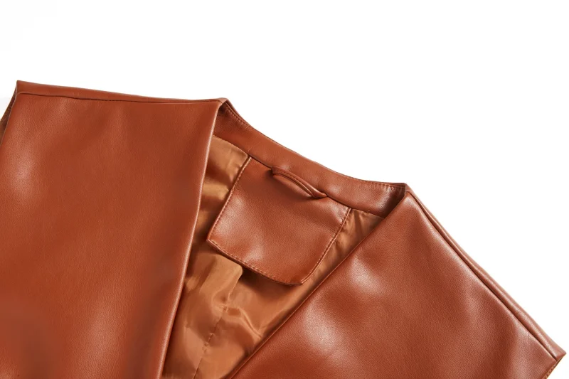 Sleeveless PU Leather Vest Women's Fashion Loose Waistcoat - Image 13