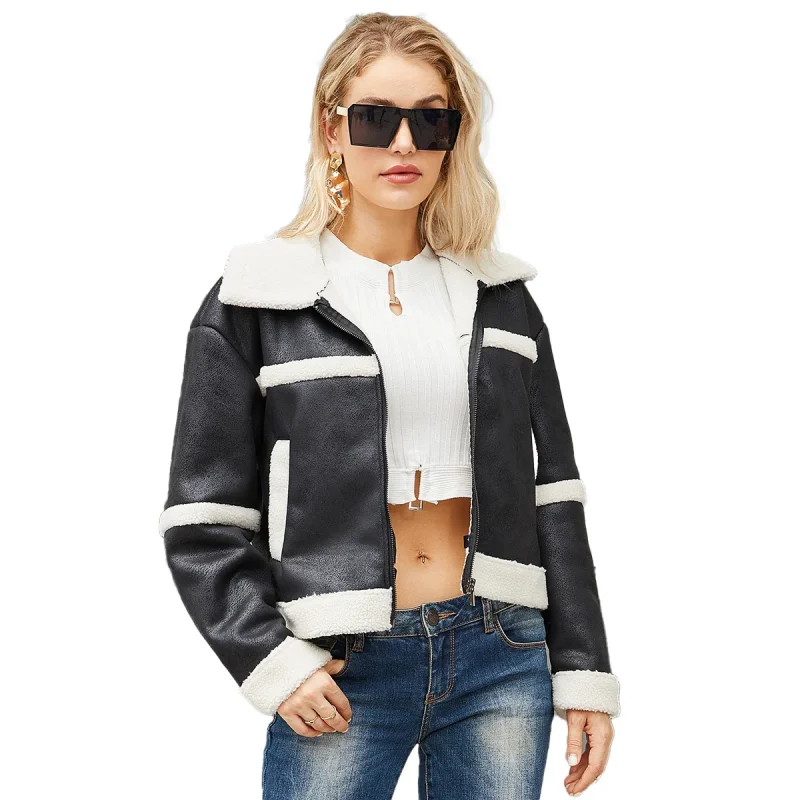 Fashion Warm Black Suede Jacket Women Autumn - Image 6