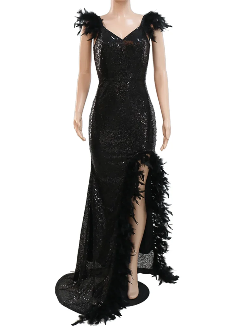 Sexy vintage backless Sequin maxi bodycon summer dress women - Image 4