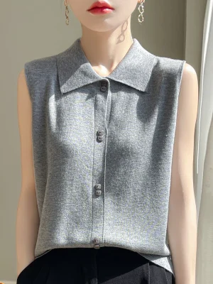 Fine Imitation Wool Shirt Vest Women