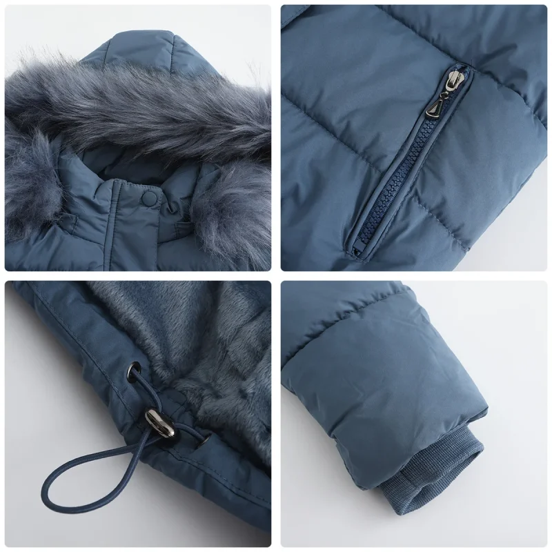 Women Jacket Winter 2023 Hooded Fur Collar Thick Warm Cotton - Image 10