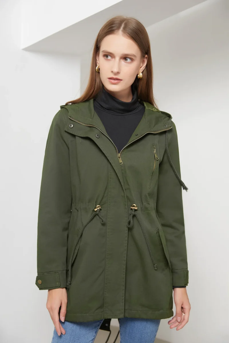 Fashion Trench Coats Women 2024 Solid Color Loose Zipper Hooded Jackets - Image 9