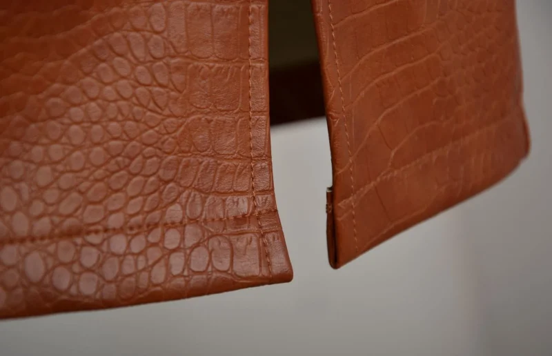 Split PU Leather Skirt For Women High Waist Crocodile Pattern - Image 9