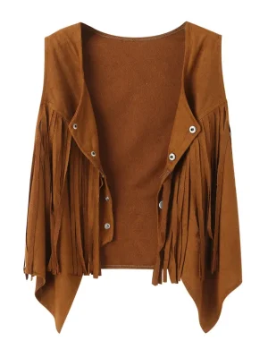 Summer Suede Vest Women’s Short Cardigan Waistcoat Fringe Cape