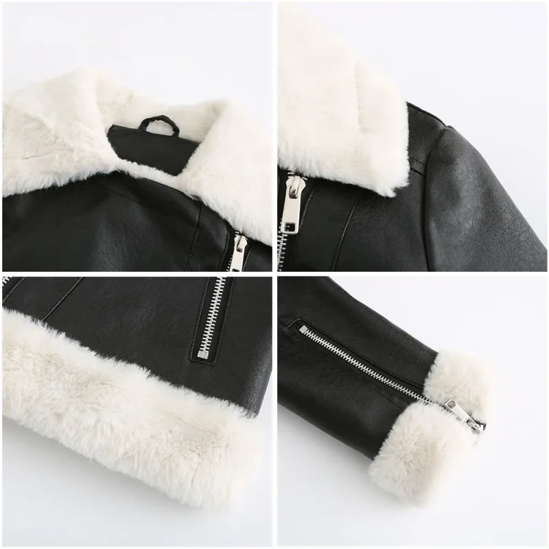 Winter Fleece Lined Thick Warm Leather Jacket Women - Image 13