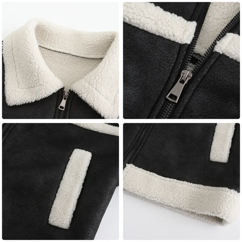 Fashion Warm Black Suede Jacket Women Autumn - Image 4