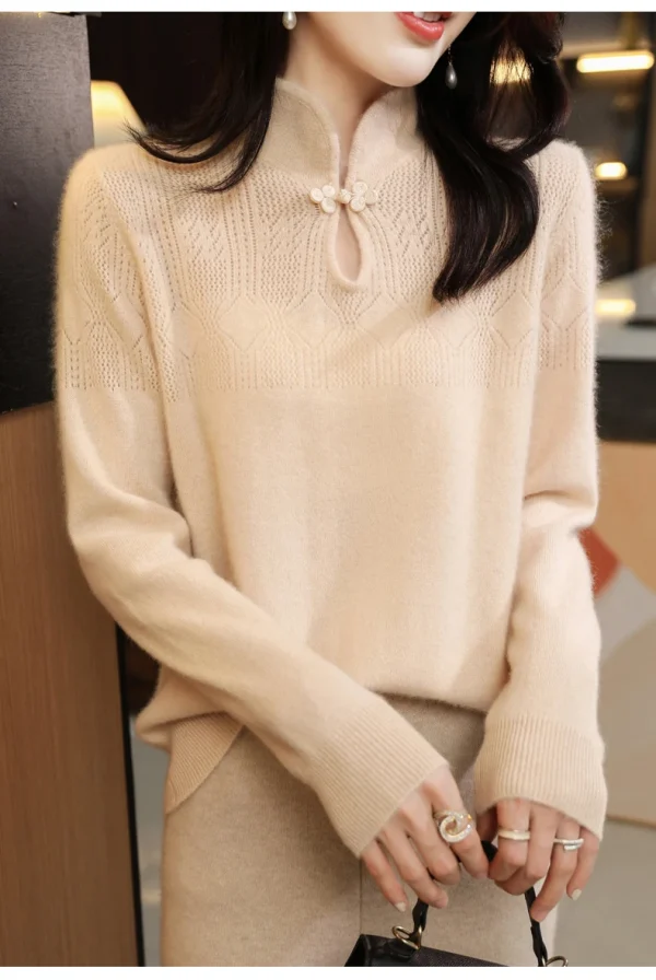 Pullover Chinese Style Buckle Cashmere Knitwear Bottoming Tops - Image 7