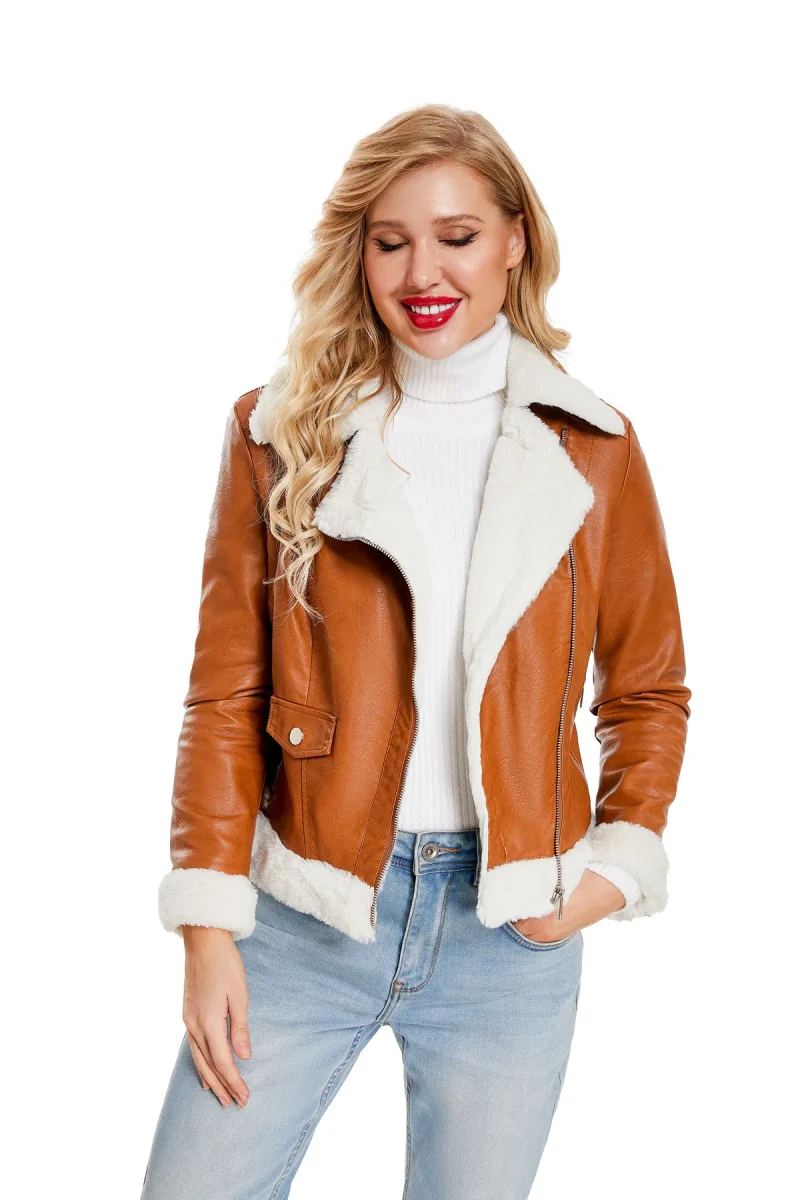Fashion Slim Zipper Leather Jacket For Women 2024 - Image 21