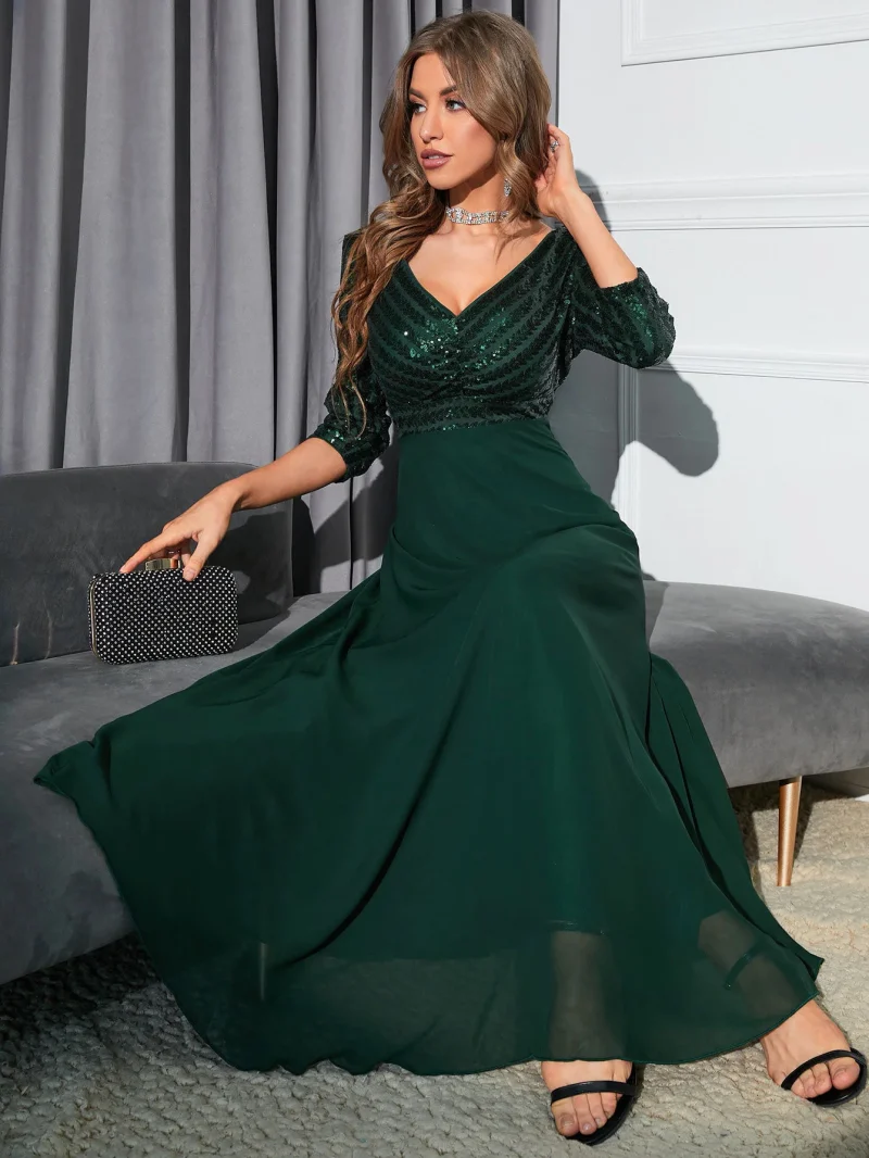 Sexy vintage backless Sequin maxi summer dress - Image 8