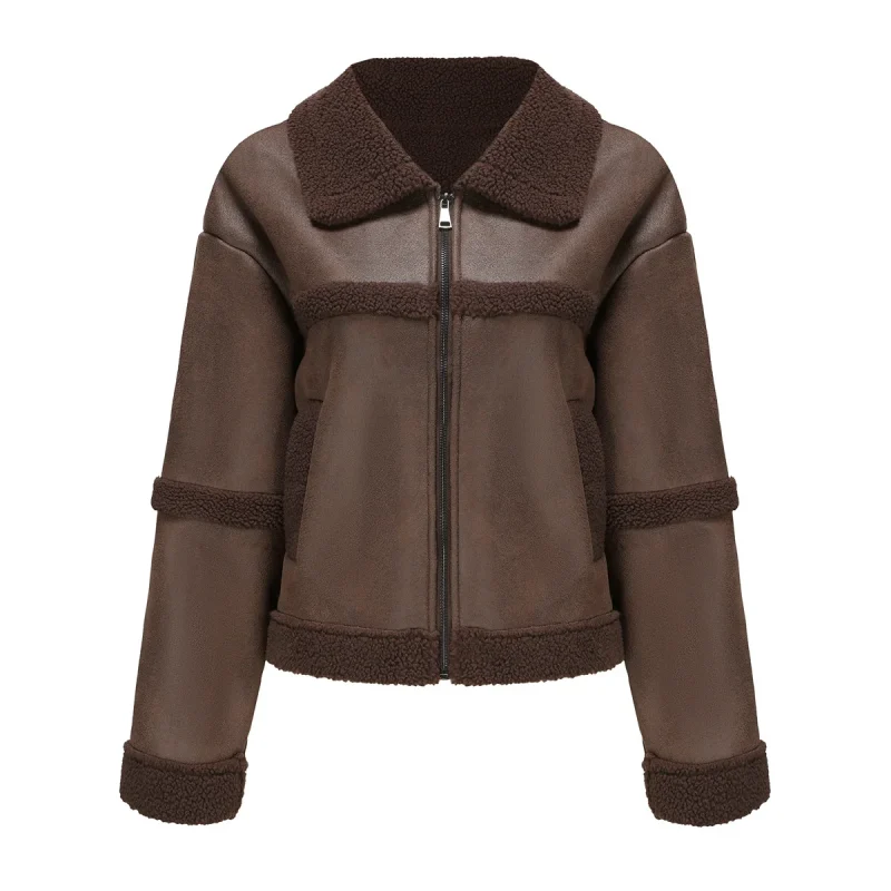 Fashion Warm Black Suede Jacket Women Autumn - Image 13