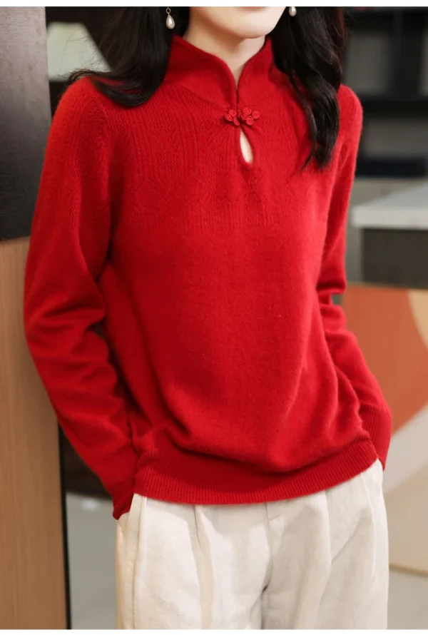 Pullover Chinese Style Buckle Cashmere Knitwear Bottoming Tops - Image 9