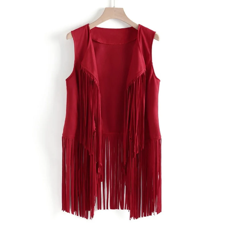 Women Suede Cardigan Waistcoat Outerwear Spring Fashion - Image 14