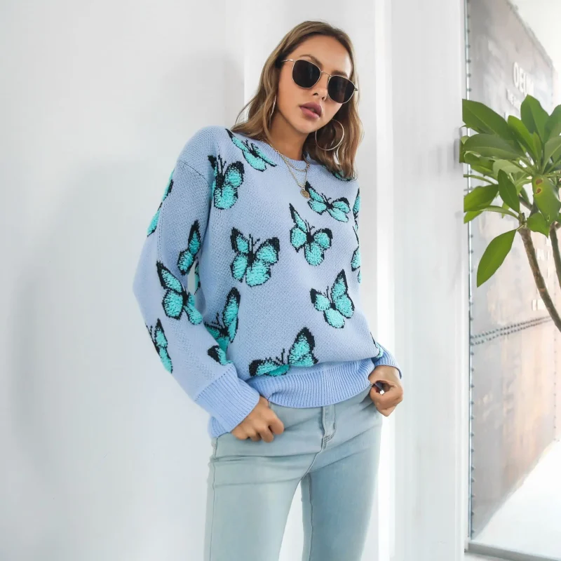 Butterfly Sweater Women's Autumn Winter Long Sleeve - Image 5