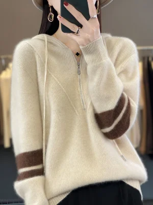 Wool Half Zipper Casual Thick Pullover Cashmere Knitted Sweater