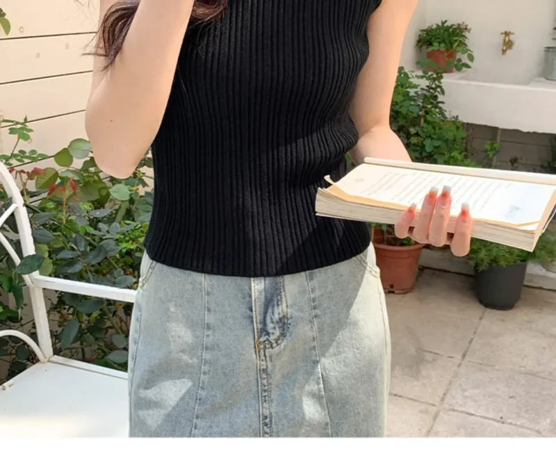 Korea Knitted Vests Women Top O-neck Solid Tank - Image 11