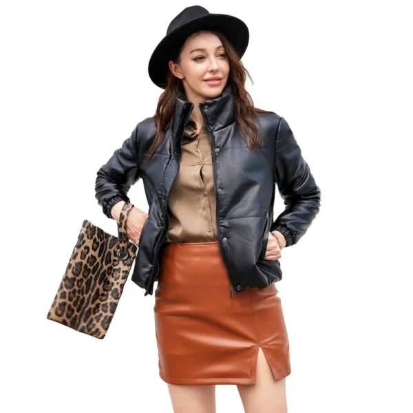 Winter Short Leather Jacket Women 2024 Fashion - Image 5