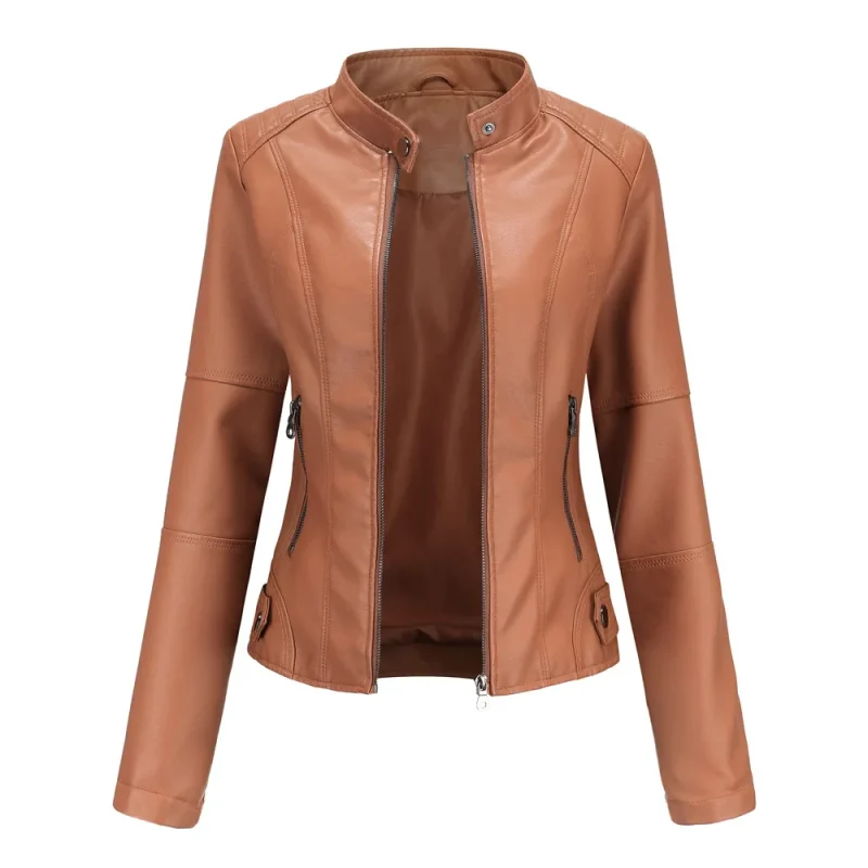 Autumn Faux Leather Jackets Zipper Basic Coat 2024 Moto Biker - Image 2