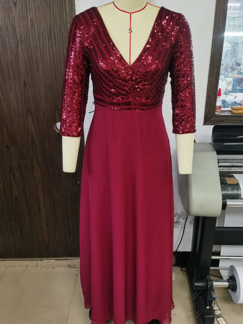 Sexy vintage backless Sequin maxi summer dress - Image 5