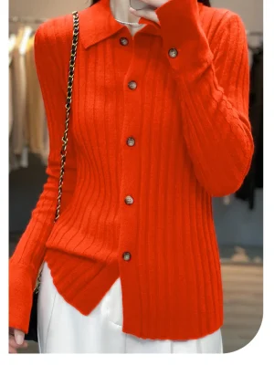 Wool Cardigan Casual Slim Solid Color Fashion Women Jacket Top