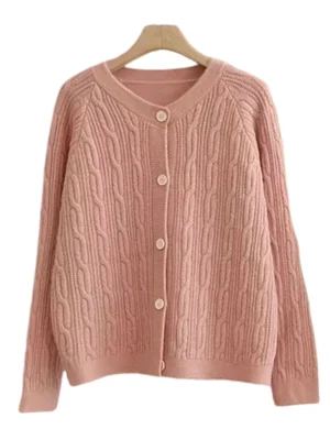 Korean Fashion Solid Knitted Cardigan Women Autumn