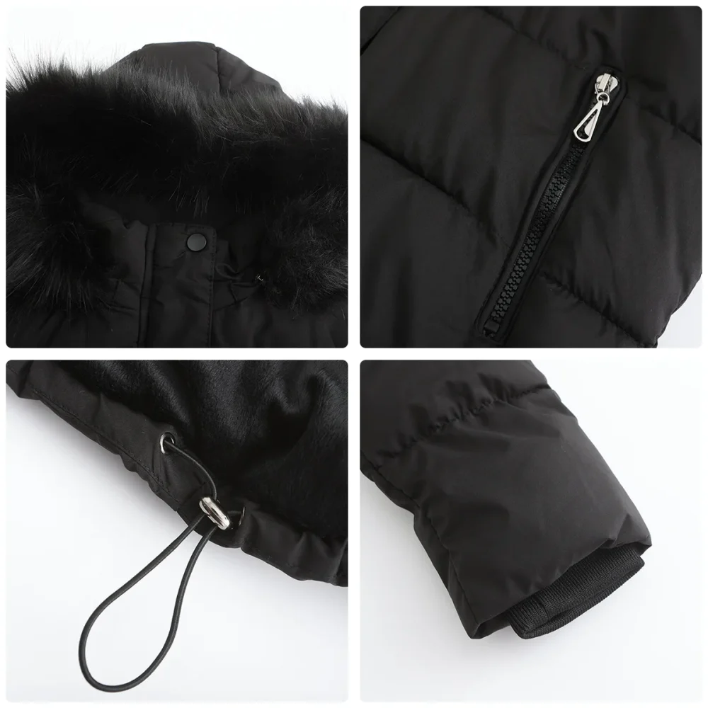 Women Jacket Winter 2023 Hooded Fur Collar Thick Warm Cotton - Image 11