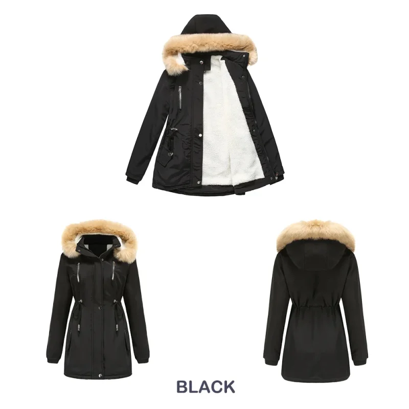 Female Coat Winter Thick Super Warm Berber Fleece Lining Hooded Jacket - Image 8